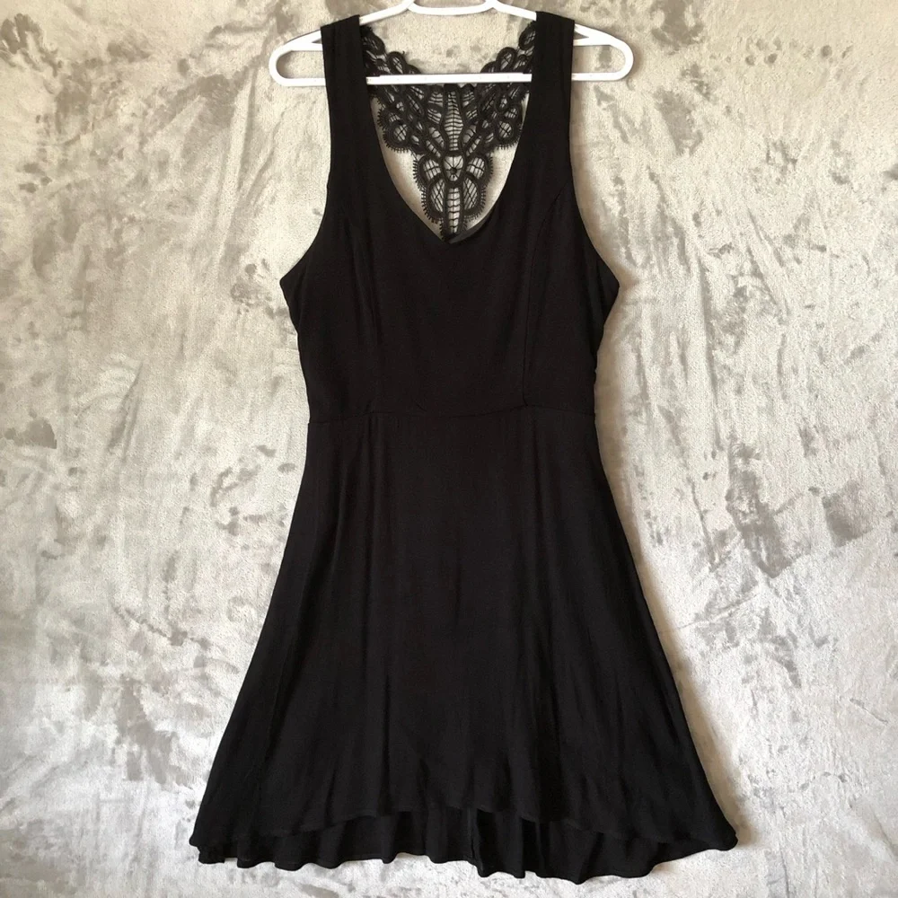 Adam Levine Mini Black Dress Size L Flowy A-Line Flare Whimsigoth Feminine - Picture 1 of 14